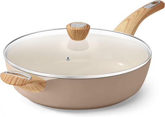 SENSARTE Ceramic Nonstick Frying Pan with Lid