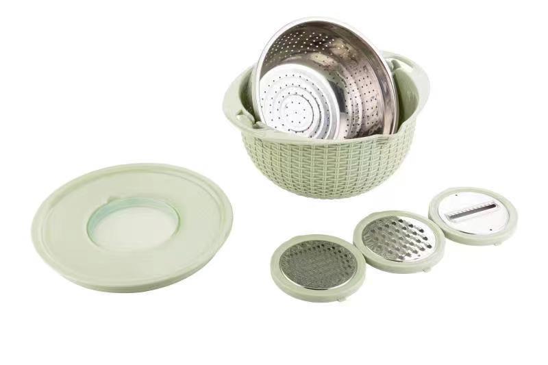 Double-Layer Rotating Fruit & Vegetable Basket | Removable Draining Tray