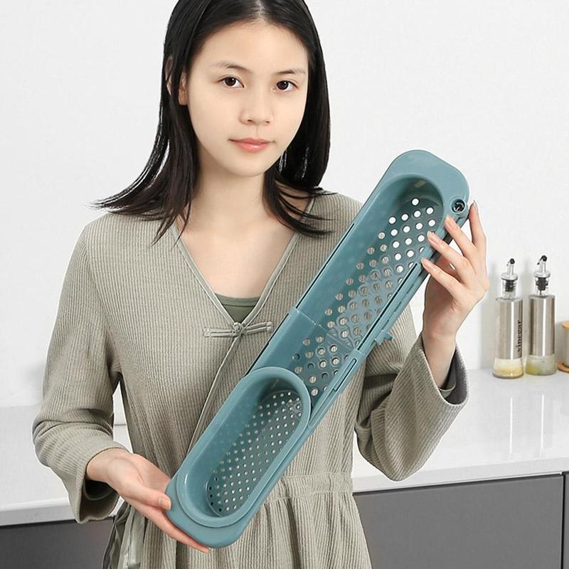 Telescopic Sink Rack | Adjustable Soap & Sponge Holder Kitchen Organizer