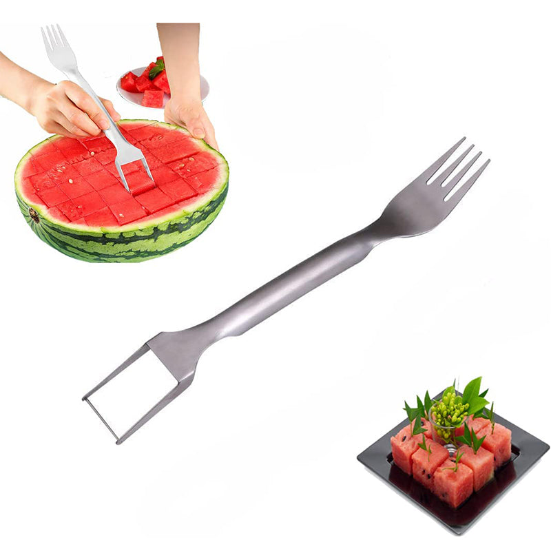 2-in-1 Watermelon Slicer & Fork – Multi-Purpose Stainless Steel Fruit Cutter and Divider