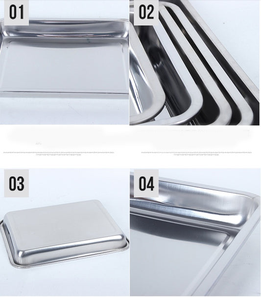 Stainless Steel Storage Trays Square Plate Thickening Pans Rectangular Tray