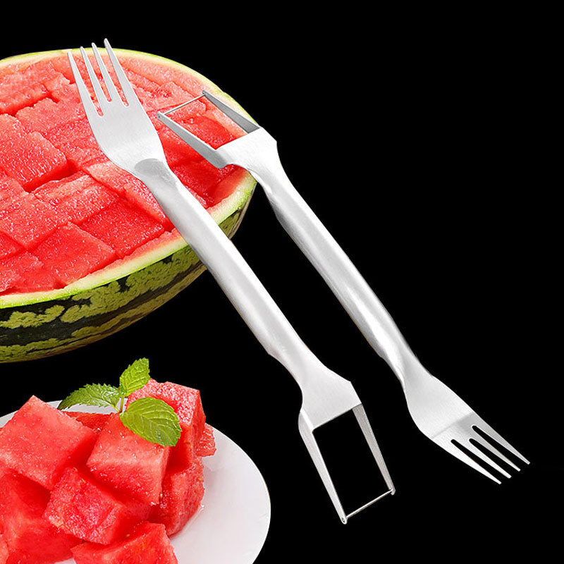 2-in-1 Watermelon Slicer & Fork – Multi-Purpose Stainless Steel Fruit Cutter and Divider