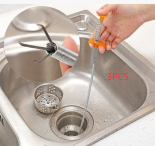 Sewer Dredger Spring Drain Cleaner – Hair Clog Remover Tool for Kitchen Sink & Bathroom Pipes