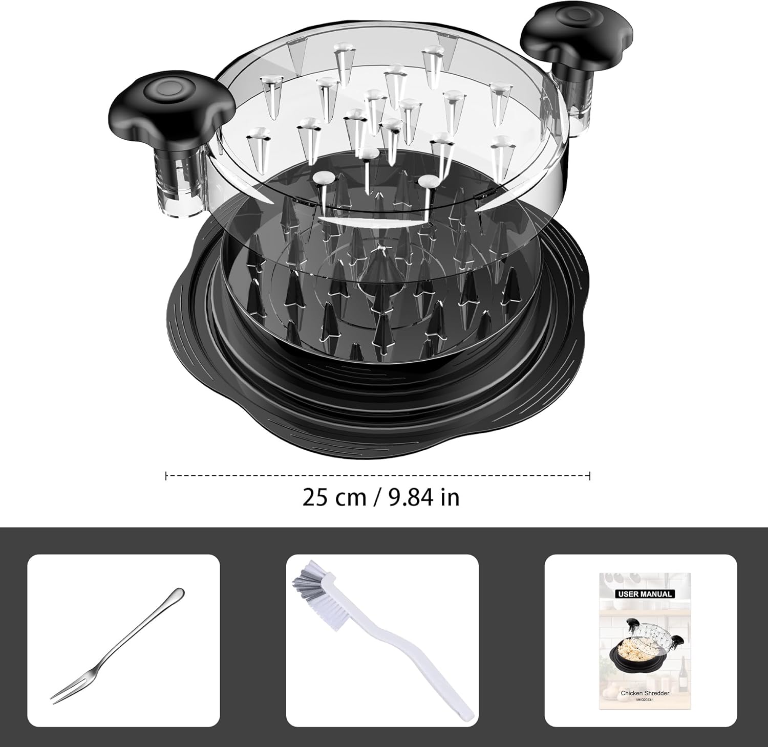 Chicken Shredder Tool with Brush and Fork