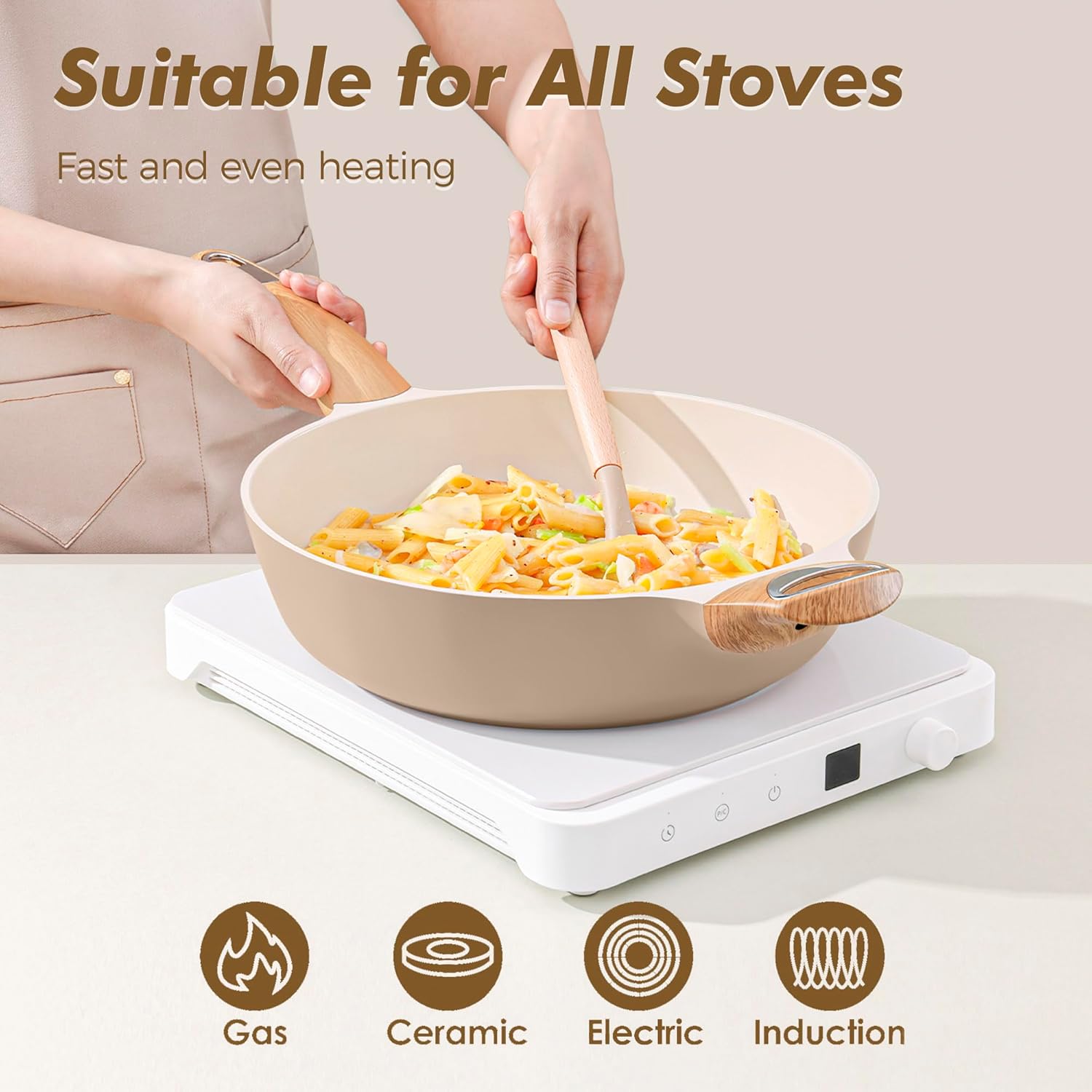 SENSARTE Ceramic Nonstick Frying Pan with Lid