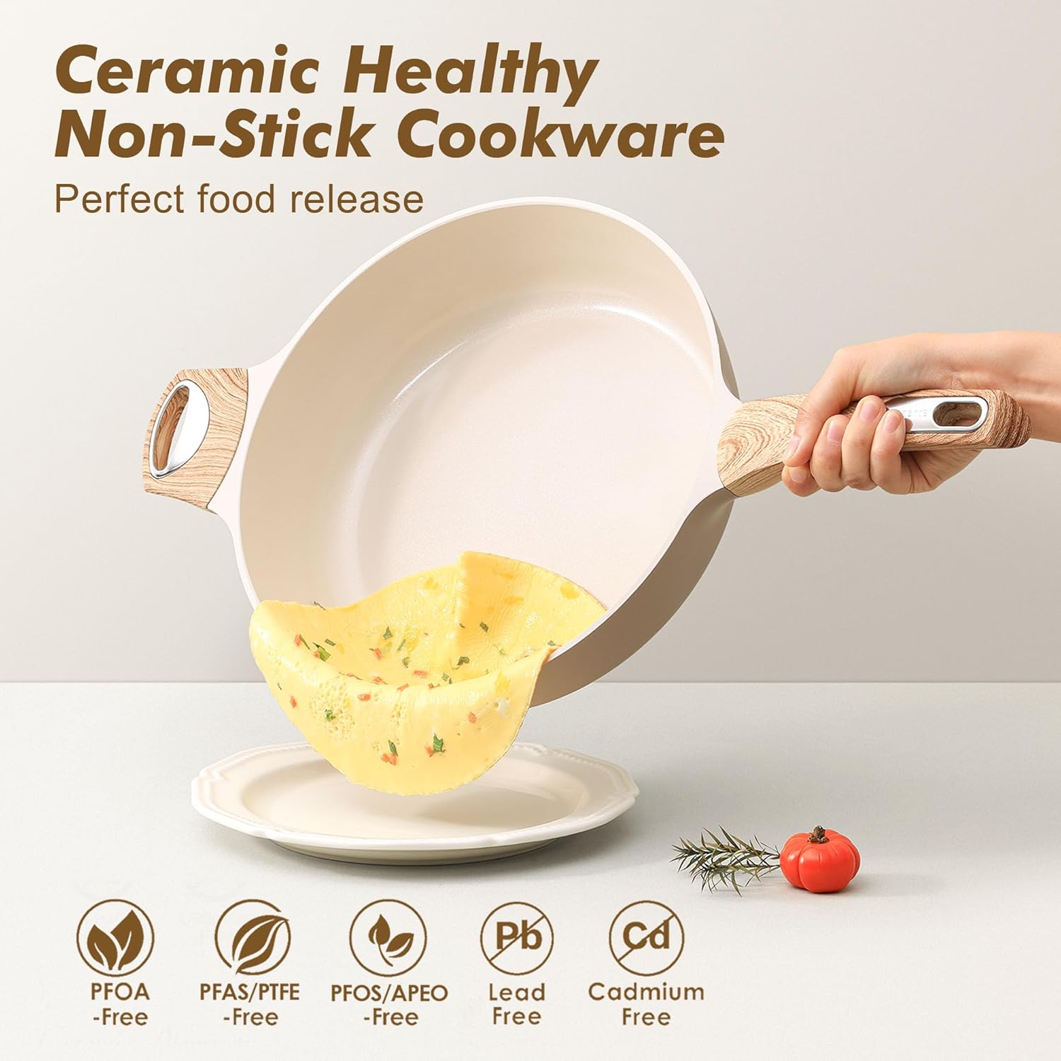 SENSARTE Ceramic Nonstick Frying Pan with Lid