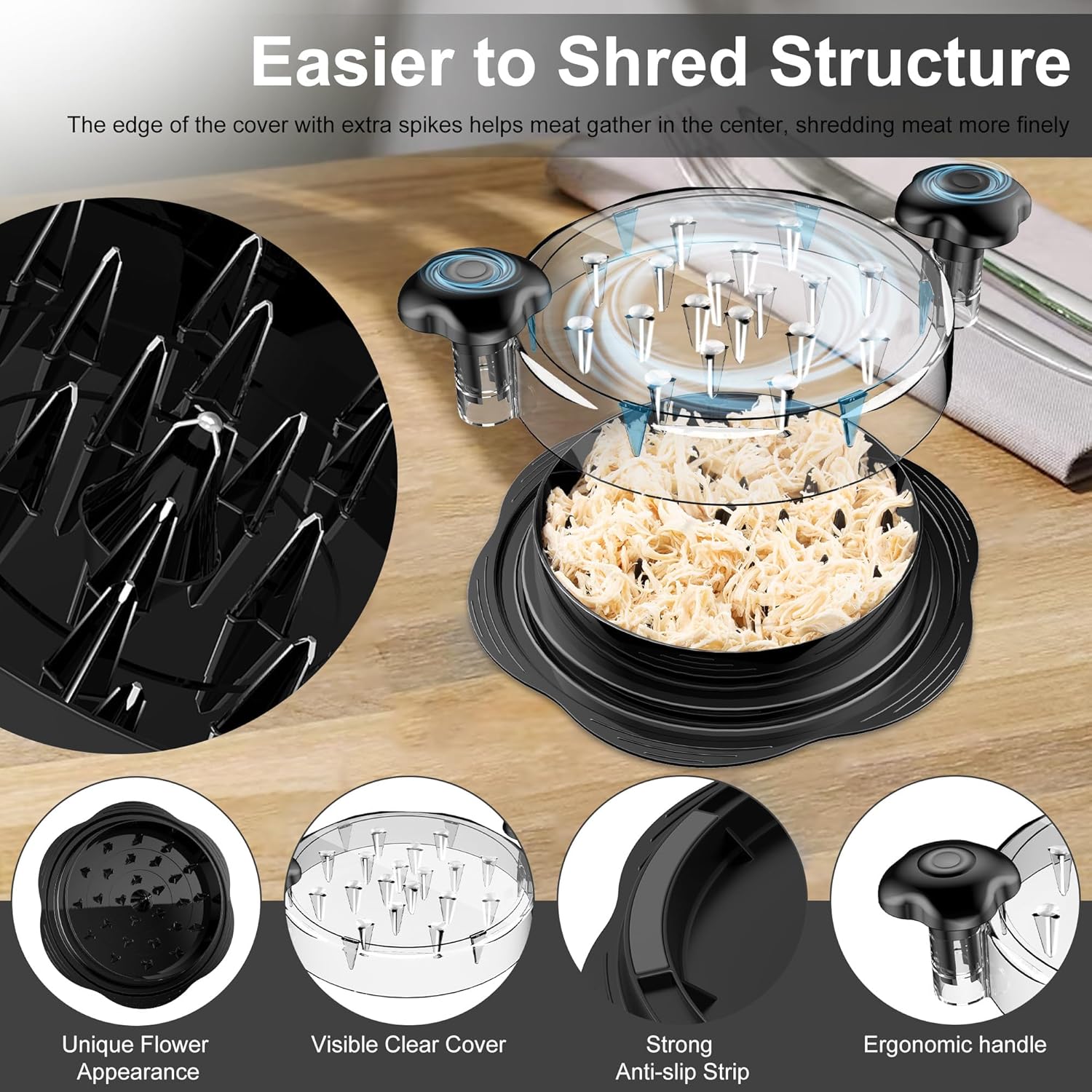 Chicken Shredder Tool with Brush and Fork