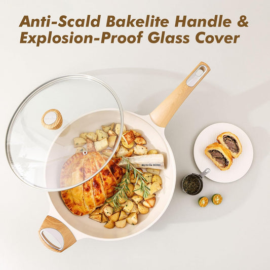 SENSARTE Ceramic Nonstick Frying Pan with Lid