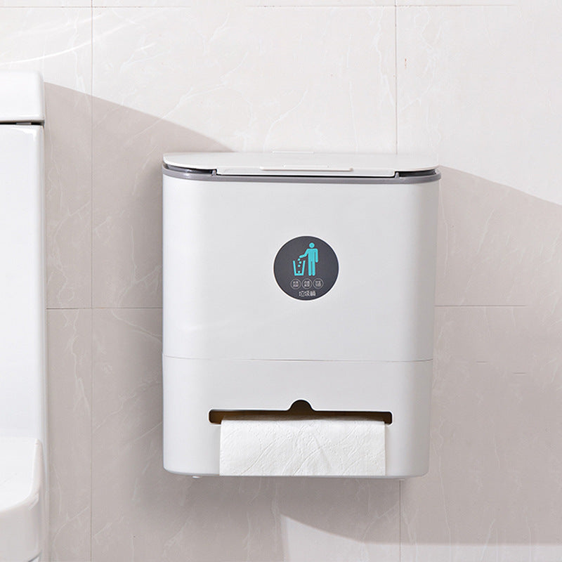 Kitchen Hanging Sliding Lid Plastic Trash Can