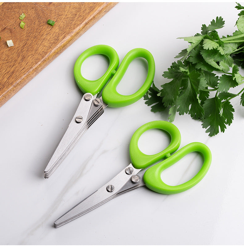 Multifunctional Multi-Layer Green Onion Scissors – Stainless Steel Herb & Spice Cutting Kitchen Scissors