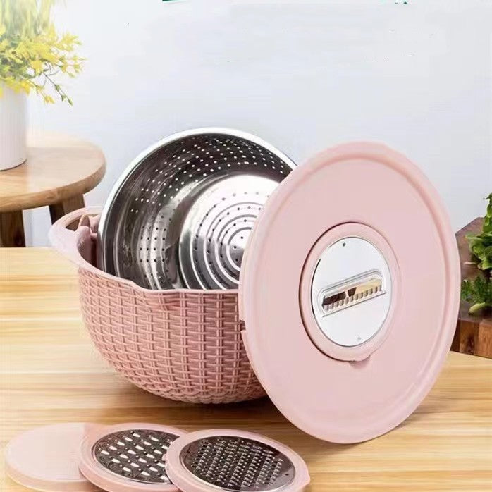 Double-Layer Rotating Fruit & Vegetable Basket | Removable Draining Tray