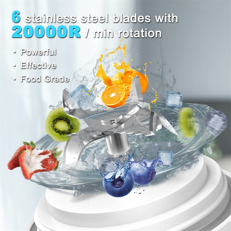 Personal Portable Blender – 6-Blade Mini Juicer for Smoothies & Shakes