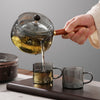 Rotary Glass Teapot with Infuser | Heat-Resistant Tea Maker with Wooden Handle