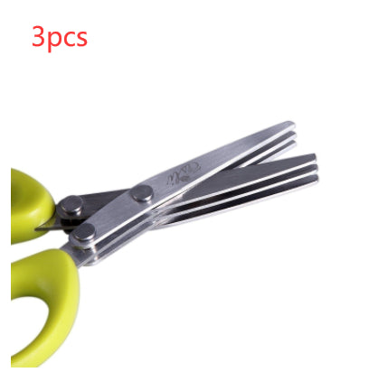 Multifunctional Multi-Layer Green Onion Scissors – Stainless Steel Herb & Spice Cutting Kitchen Scissors